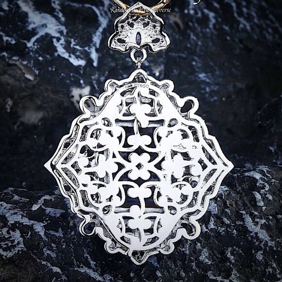 Antique Amethyst Pendant Necklace, Two Tone, Gold, Silver, Women’s, Gemstone, - Picture 6 of 7